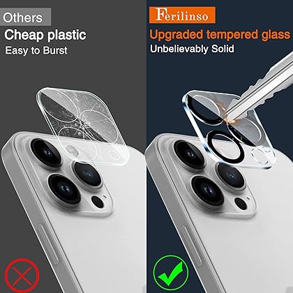Ferilinso [6 Pack] Camera Lens Protector for iPhone 14 Pro iPhone 14 Pro Max Accessories Camera Cover 9H Glass Unbreakable Protection Case Friendly No Distortion or Difference in Ppcture quality