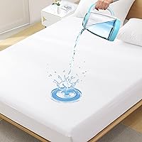Twin Premium Waterproof Mattress Protector, Soft Breathable Mattress Pad Cover, Noiseless Waterproof Bed Cover - Stretch to 21