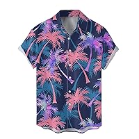 Hawaiian Shirt for Men Polyester Funny Summer T-Shirt Casual Stylish Button Down Stretchy Soft Printing Streetwear