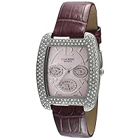 Women's Multi-Function Chrono Color Watch with Cushion Case and Crystal Bezel