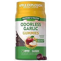 Odorless Garlic Gummies | 50 Count | Vegan, Non-GMO & Gluten Free Supplement | Natural Apple Flavor