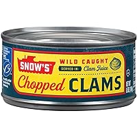 Snow's Wild Caught Chopped Clams Canned, 6.5 oz Can (Pack of 6) - 5g Protein Per Serving - Gluten Free, Keto Friendly, 99% Fat Free - Great For Pasta & Seafood Recipes