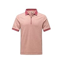 DEOLAX Mens Polo Shirts Fashion Plaid Short Sleeve Mens Golf Shirt Quarter-Zip Up Classic Casual Dry Fit Polo Shirts for Men