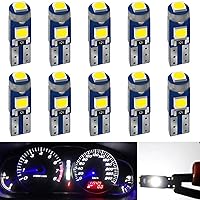 White T5 37 74 2721 PC74 PC37 LED Bulb, 3030 Chips Super Bright 12 Volt Replacements, Interior Dome Map Dashboard Indicator Instrument Panel Gauge Cluster Lamp Lights (Pack of 10)