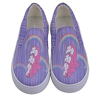 PattyCandy Girls Elegant Unicorn Kids Canvas Slip-On Shoes, Size:US 8C-7Y