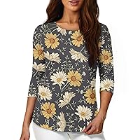 Plus Size Tunic Tops for Women 3/4 Sleeve with Soft Fabric Trendy T-Shirts for Girls Suitable for Early Fall Spring