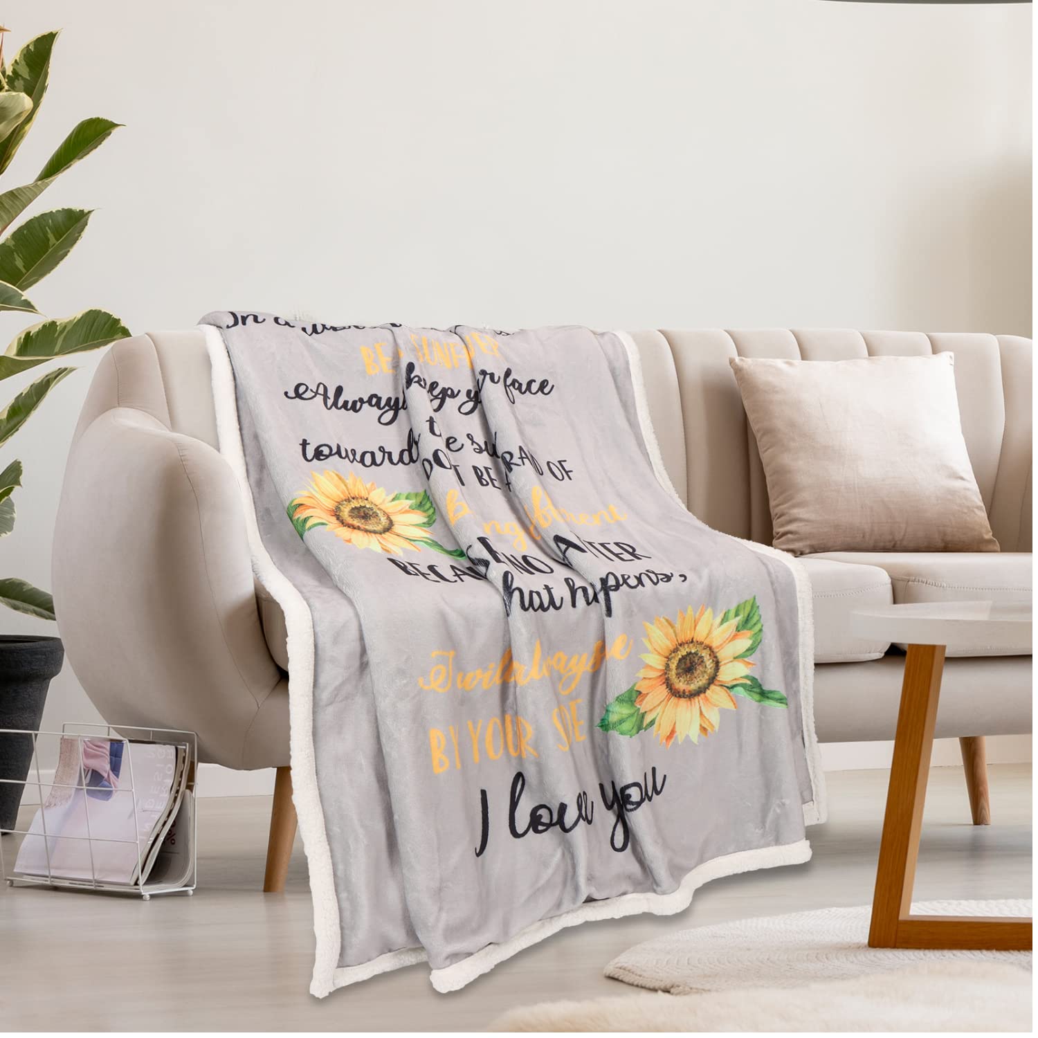 Sunflower Daughter Gift Sherpa Throw Blanket for Christmas, Premium Microfibre, Super Thick Warm Cozy Blanket, 50"x 60", Sunflower Throw Bl...
