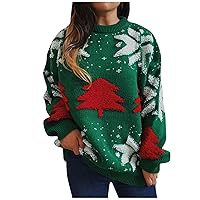 Women's Oversized Sweaters Autumn/Winter Fashion Christmas Sweater Round Neck Long Seeve Ugly Sweater, S-XL