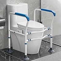 Toilet seat Safety Frame Toilet seat Safety armrest Toilet seat Riser with Handle, Adjustable Width and Height, Non-Slip, no Need for Punching, Easy to Assemble B2 Blue