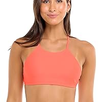 Body Glove Women's Standard Smoothies Alesha Solid High Neck Bikini Top Swimsuit with Adjustable 2-Way Back Detail
