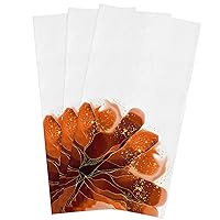 Abstract Floral Burnt Orange Kitchen Towels Set of 3, Watercolor Petal Print Absorbent Dish Towel for Kitchen Microfiber Towels Cleaning for Drying Hand Towel Dish Cloths 18x28in