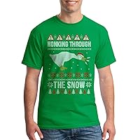 Threadrock Men's Honking Through The Snow Ugly Christmas T-Shirt