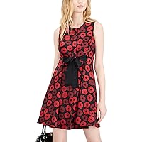 Womens Button Front Fit & Flare Dress