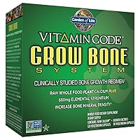 Garden of Life Calcium Supplement - Vitamin Code Grow Bone Made with Whole Foods, Strontium, Magnesium, K2 MK7, Vitamin D3 & C Plus Probiotics for Gut Health, 30 Day Supply