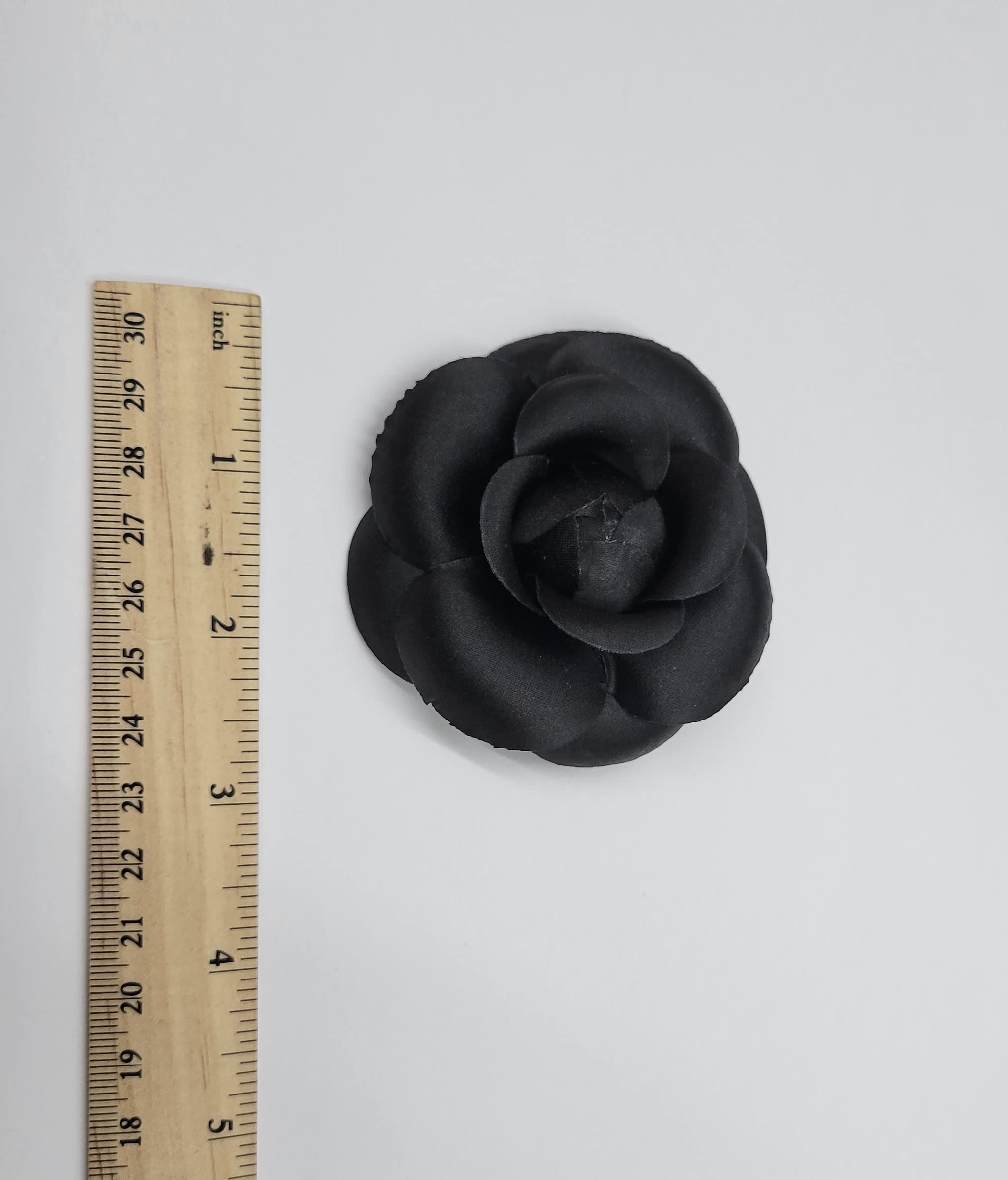 Chanel Vintage White and Black Silk Camelia Camellia Flower Pin Brooch  ref562309  Joli Closet