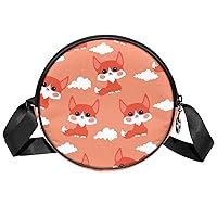 Cute Bear Face Crossbody Bag for Women Teen Girls Round Canvas Shoulder Bag Purse Tote Handbag Bag