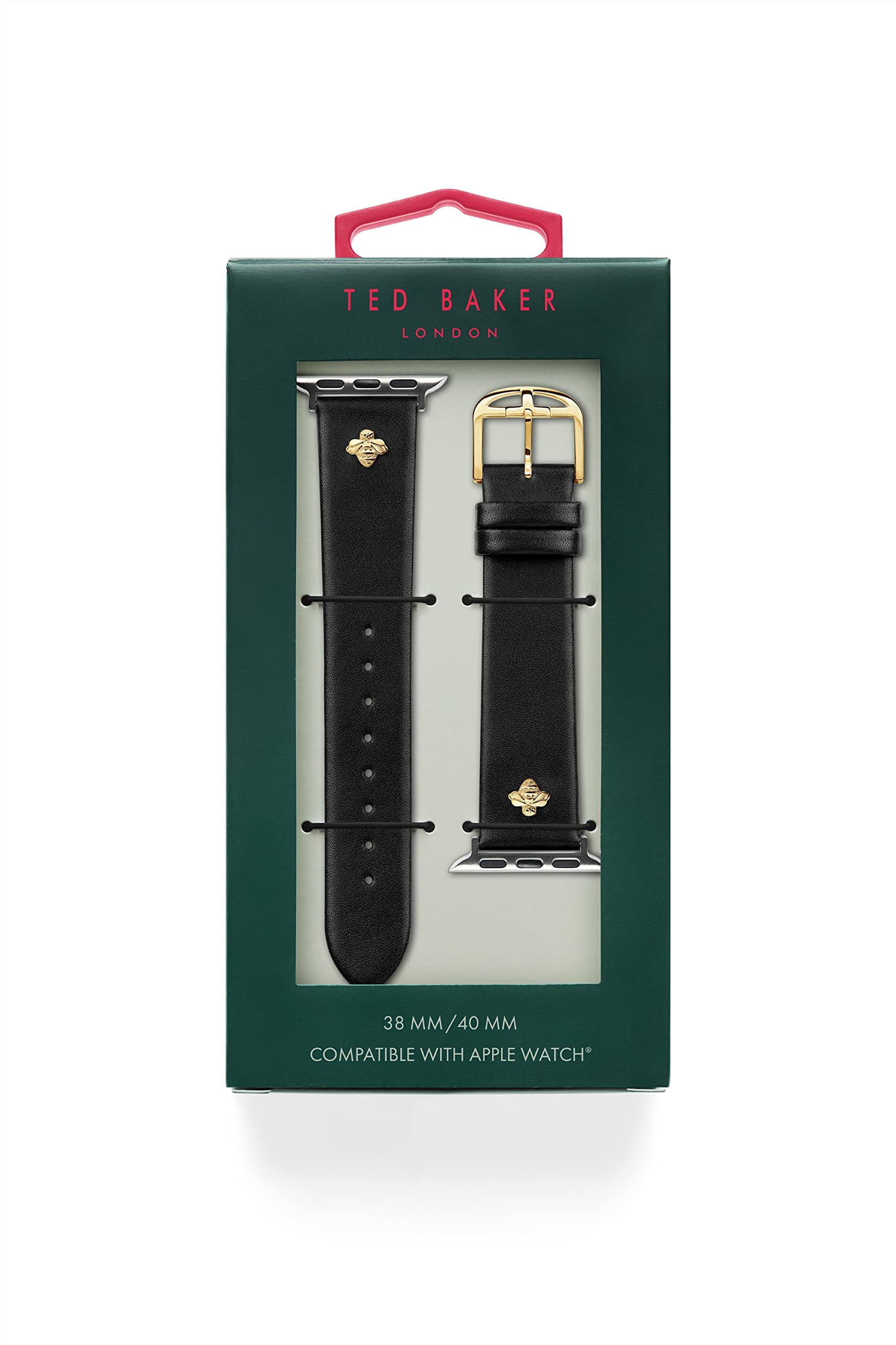 Ted Baker Black Leather Strap Bumblebee Pin for Apple Watch® (Model: BKS38F201B0)