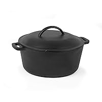 COMMERCIAL CHEF 5 Quart Cast Iron Dutch Oven with Dome Lid & Handles, Preseasoned