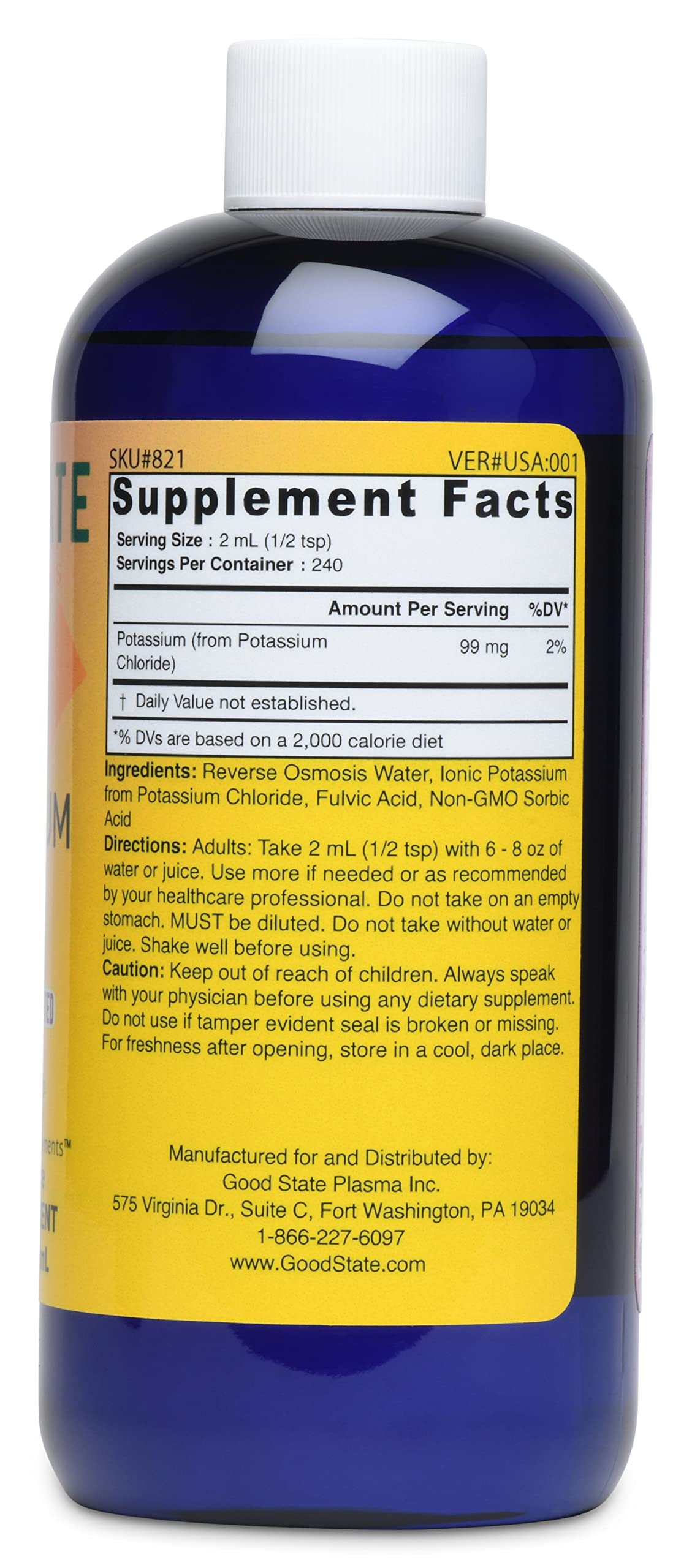 Cold Plasma-Activated Liquid Ionic Potassium 732 | 99 mg per Serving | 240 Servings