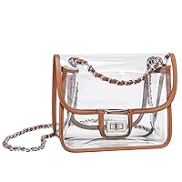 MINICAT Clear Small Crossbody Bags Stadium Approved Cell Phone Jelly Purse Shoulder Bag For Women(Transparent-Brown)