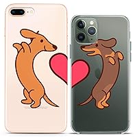 Matching Couple Cases Compatible for iPhone 15 14 13 12 11 Pro Max Mini Xs 6s 8 Plus 7 Xr 10 SE 5 Dog Gift Love Silicone Cover Basset Clear Bestie Relationship Anniversary Girlfriend Girls Cute