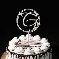 Initial G Letter Cake Topper Silver Wreath Personalized Any Initial For Wedding Birthday Party Cake Decor Cake Toppers Wedding Engagement Bridal Shower Mother's Day Gifts Silver