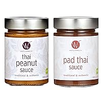 WATCHAREE'S Thai Peanut & Pad Thai Sauce | Vegan | Authentic Traditional Thai Recipe | 2pk Combo Jars