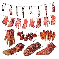 Halloween Body Parts 8pcs/Set Vinyl Scary Realistic Bloody Fawly Fake Body Halloween Prop Parts for The Movie of The Haunted House Film Gag Toys Practical Jokes