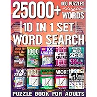 10 in 1 Set Word Search Puzzle Book For Adults: 25000+ Words & 800 Puzzles