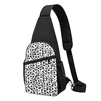 Black And White Pattern Casual Crossbody Chest Bag, Lightweight Shoulder Backpack, Women'S, Men'S Hiking Outdoor Backpacks