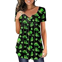 FQZWONG Valentines Day Shirts Women St Patricks Day Shirts Plus Size Short Sleeve Tops Casual Graphic Tees V Neck Blouses