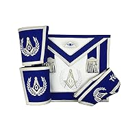 Masonic Master Mason Apron Set Silver Embroidery Apron,Collar gauntlets MS002