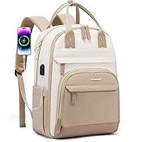 LOVEVOOK Travel Laptop Backpack, Fit 18 Inch Laptop Business Anti Theft Slim Durable Backpacks with USB Charging Port, Resistant Computer Bag Gifts for Men & Women, Beige-Khaqi