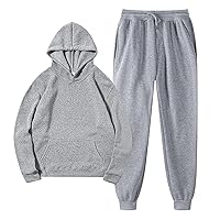 Mens Tracksuit 2 Piece Hoodie Sweatsuit Sets Casual Jogging Athletic Suits Long Sleeve Pullover Solid Top Sweatpant Set