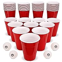 GoBig 36oz Giant Red Party Cups 50 PACK - Holds Twice as Much as Standard Party Cups, Includes 4 XL Pong Balls