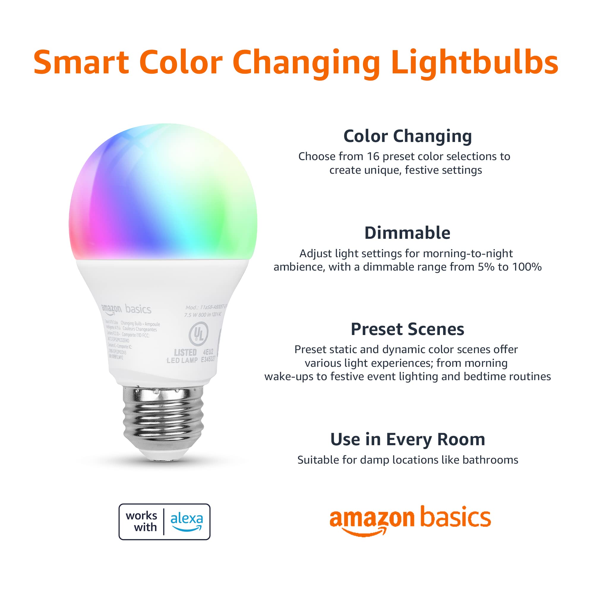 Echo Pop | Charcoal with Amazon Basics Smart Color Bulb