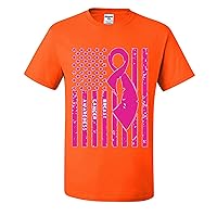 American Flag Breast Cancer Awareness Graphic Mens T-Shirts