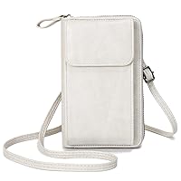 Small Crossbody Bag Cell Phone Purse Wallet Mini Shoulder Bag Wristlet Card Clutch Handbag for Women with Credit Card Holder Slots, Offwhite