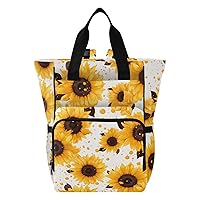 Sunflower Orange Diaper Bag Backpack for Baby Girl Boy Large Capacity Baby Changing Totes with Three Pockets Multifunction Diaper Bag Tote for Picnicking Playing