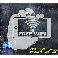 2 X WI FI Frosted Look / Etch Effect Stickers Self Adhesive Window Decals Reverse Cut for Application On The Inside of Windows Visible to Outside