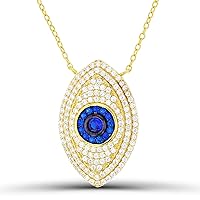 DECADENCE Sterling Silver Two-Tone (Y/B) Round Blue Spinel & Round White Cubic Zirconia Eye 16+2