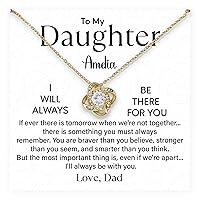 To My Daughter Necklace Gift - Personalized Name Pendant From Dad - Thoughtful Jewelry For Special Moments - Birthday Gift For Daughter, Graduation Jewelry Necklace With Message Card And Elegant Box
