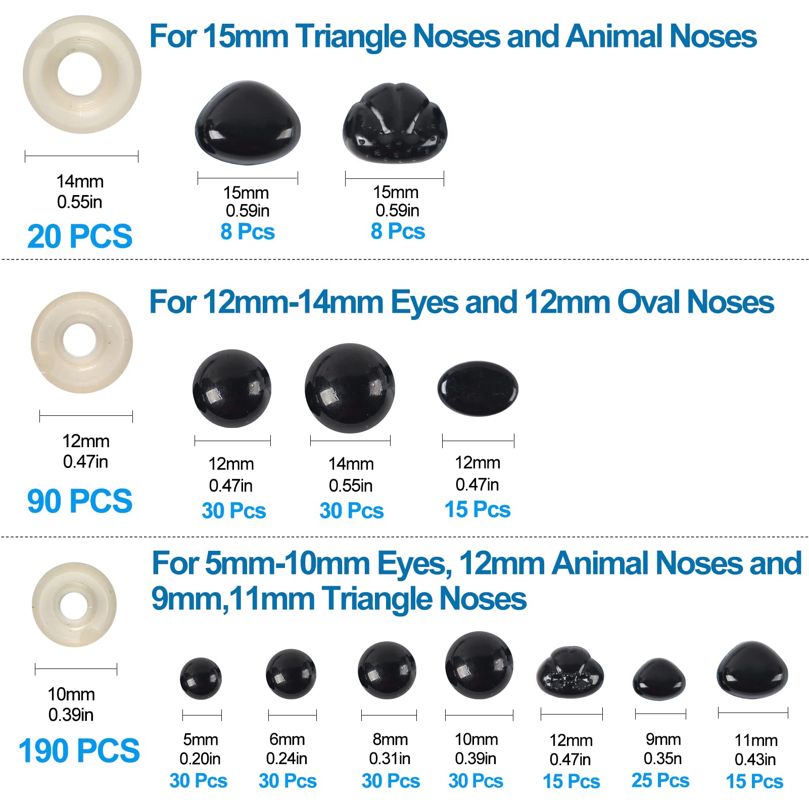 Mua Yexixsr 566PCS Safety Eyes and Noses for Amigurumi, Stuffed Crochet Eyes  with Washers, Craft Doll Eyes and Nose for Teddy Bear, Crochet Toy, Stuffed  Doll and Plush Animal (Various Sizes) trên