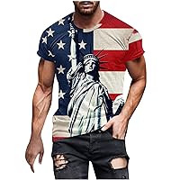 2024 Summer T-Shirts for Men 3D Printed Graphic Tees Short Sleeve Crewneck American Flag Pattern Tee Shirts Tops