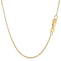 Jewelry Affairs 14k Yellow Solid Gold Mirror Box Chain Necklace, 0.8mm