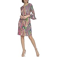 Tommy Hilfiger Women's Sleeve Dress, Taffy Pink Multi