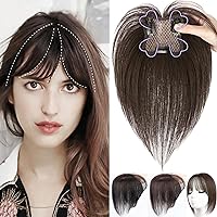 Short Hand Woven Upgrade Lace Human Hair Topper with Full Fringe,10