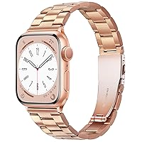 Ocaer Compatible with Apple Watch Strap 49 mm 45 mm 44 mm 42 mm, Metal Stainless Steel Replacement iWatch Bracelet for Apple Watch Strap Ultra 2/Ultra Series 9 8 7 6 5 4 3 2 1 SE, Women Men (Rose