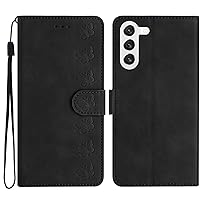 Galaxy S24 Plus Case Wallet for Women, Card Holder Folding Flip Design Butterfly Embossing Soft Leather Magnetic Folio Cover Compatible with Samsung Galaxy S24 Plus (Black)