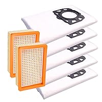 2 Flat HEPA Filters AND 5 Vacuum Cleaner Dust Bags Compatible with Kärcher WD4 WD5 WD6 WD5P WD6P Premium MV4 MV5 MV6 Vacuum Cleaner Code 2.863-005.0 2.863-006.0.